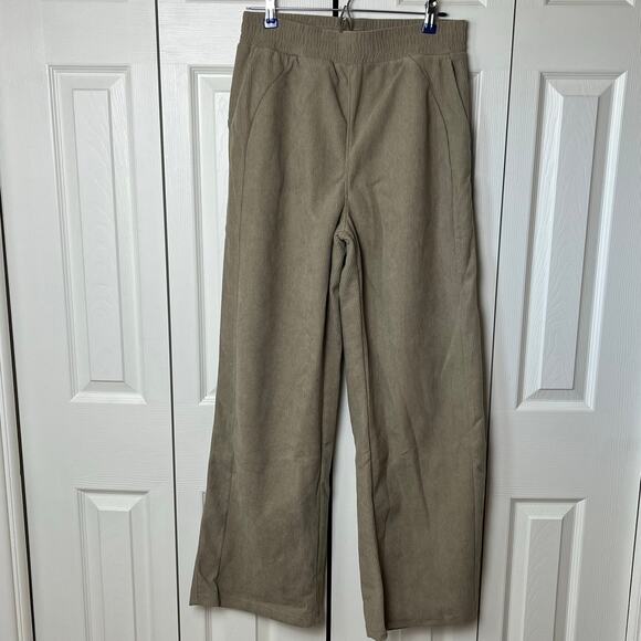 Halara High Waisted Side Pocket Straight Leg Mop Corduroy Pants Tan M - Picture 2 of 12